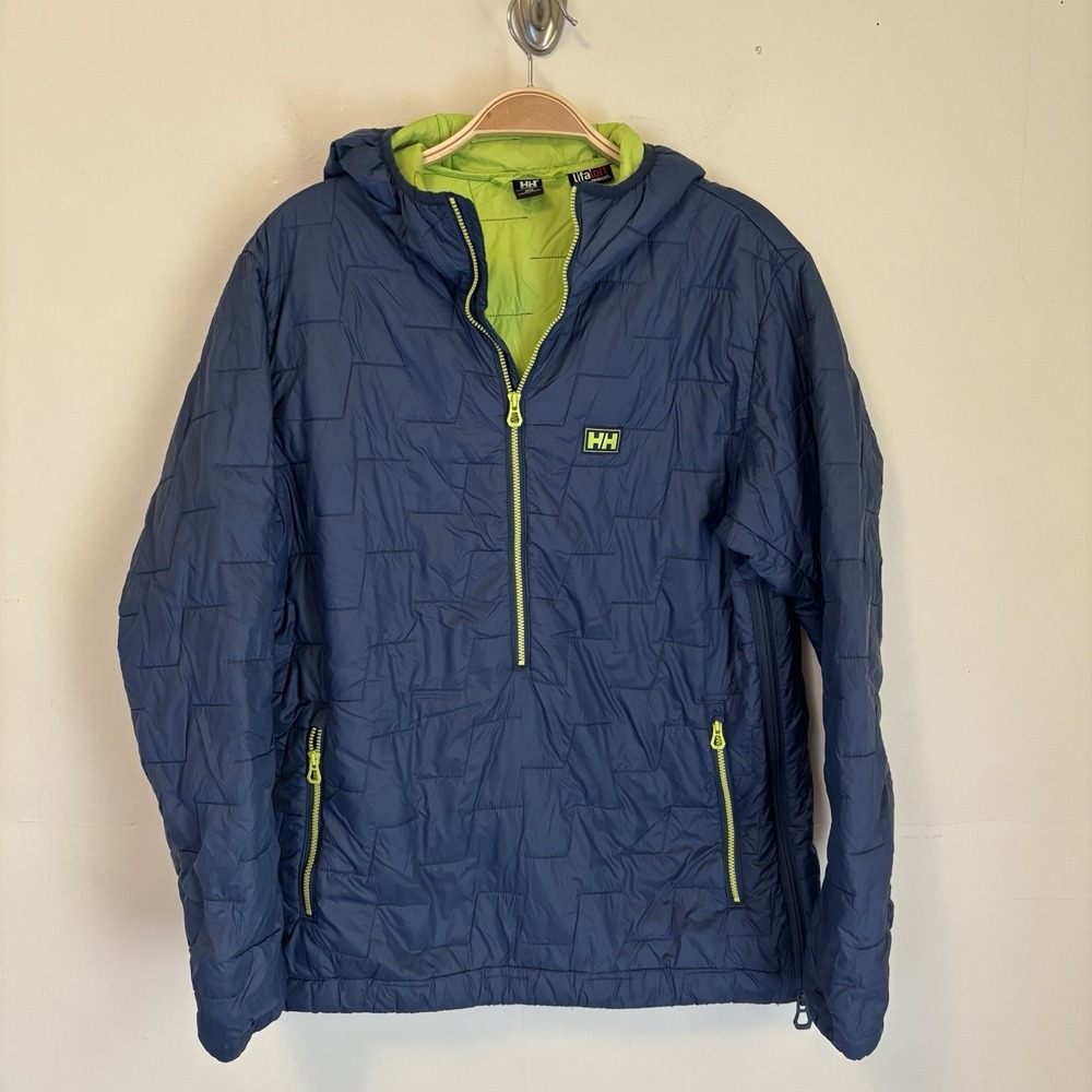 Helly Hansen Men's LifaLoft Insulator Hooded 1/2 Zip Anorak Puffer Jacket S Blue